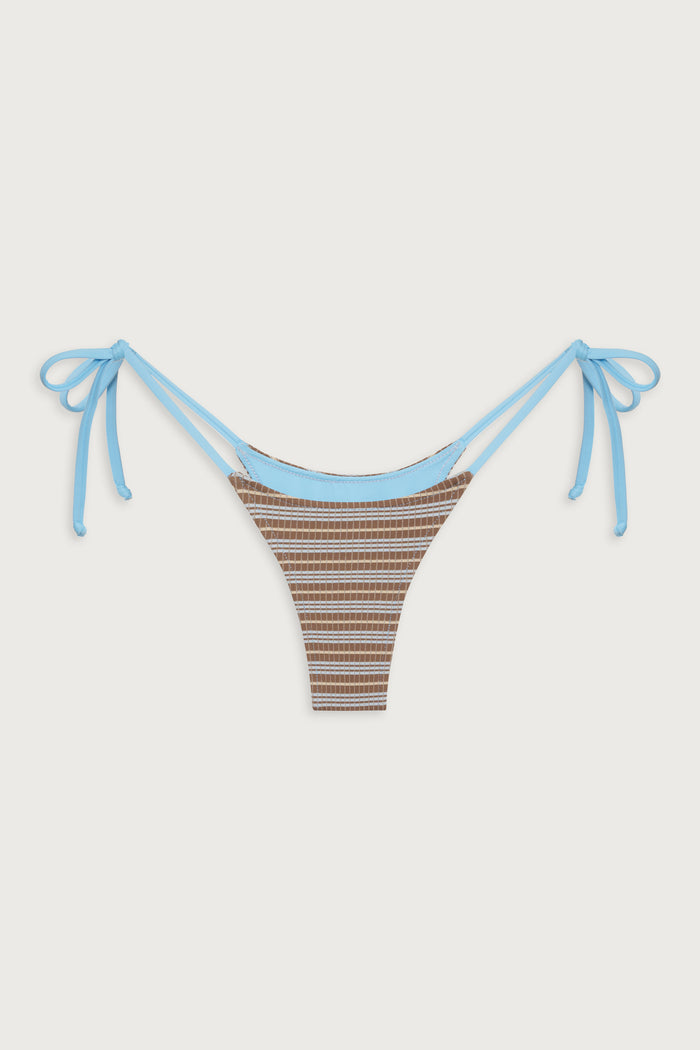Divine Striped Skimpy Bikini Bottom - Ocean Stone
