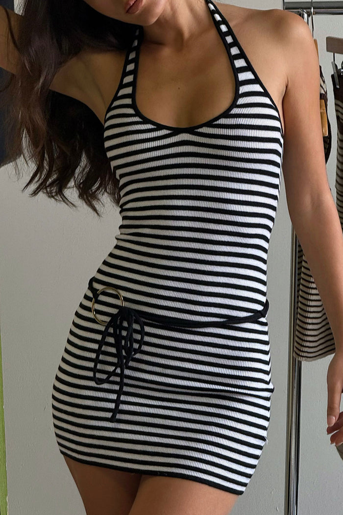 Dolly Knit Mini Dress Jet Stripe