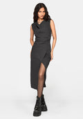 Dorothea Cowl Neck Stripe Tailored Midaxi Dress