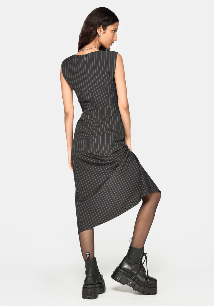 Dorothea Cowl Neck Stripe Tailored Midaxi Dress
