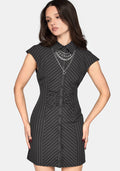 Dorothea Gathered Front Stripe Mini Dress