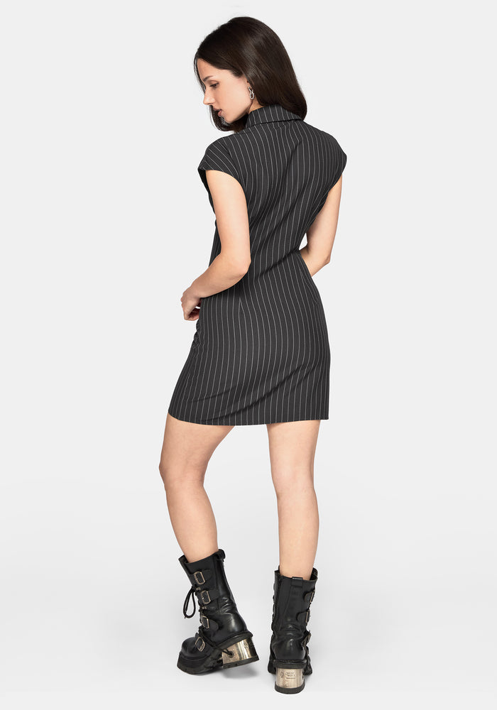 Dorothea Gathered Front Stripe Mini Dress