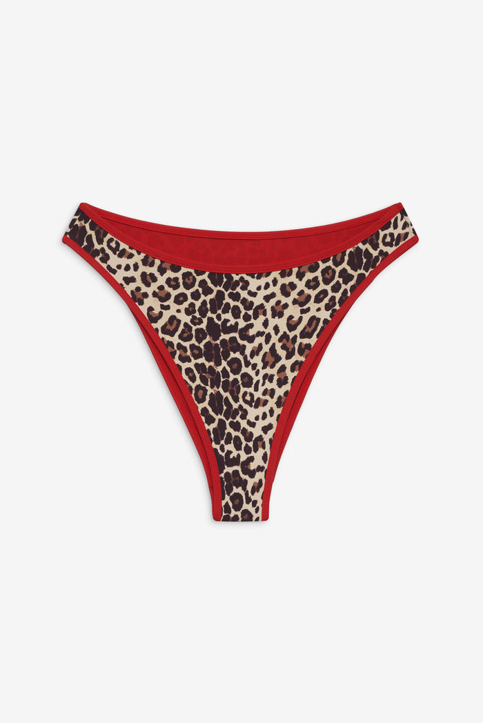 Dove Classic Bikini Bottom Cheetah with Red Trim
