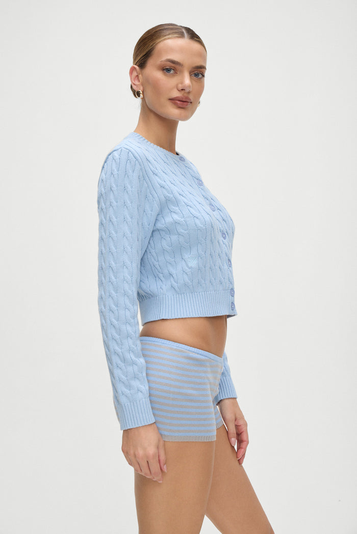 Dudley Cable Knit Cardigan Dewdrop