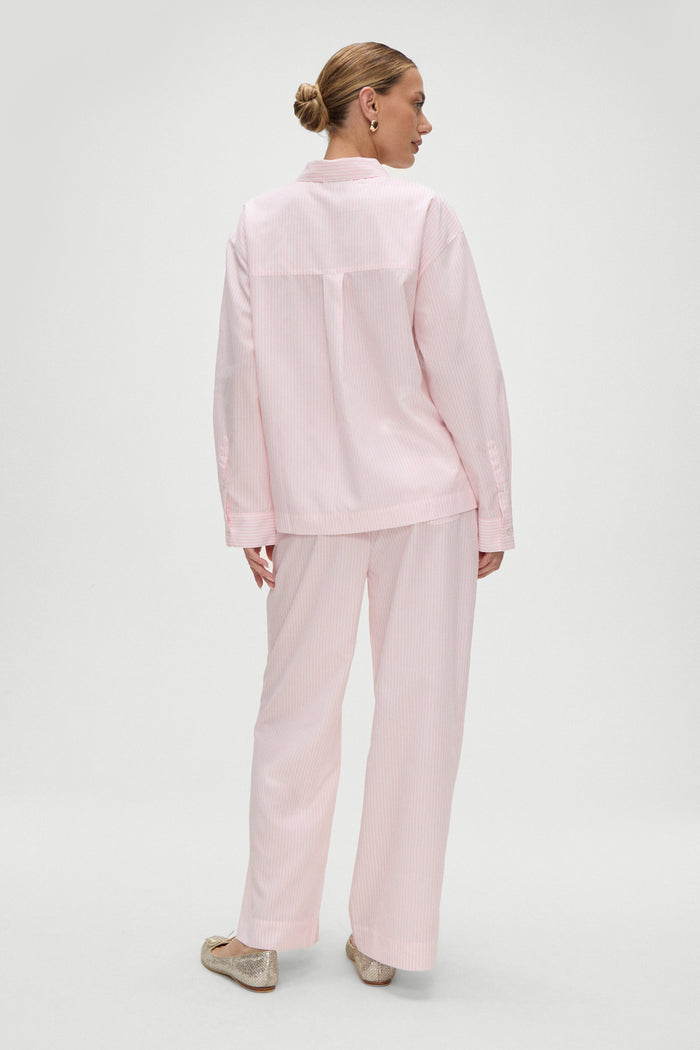 Easy Poplin Sleep Pant in Pink Stripe