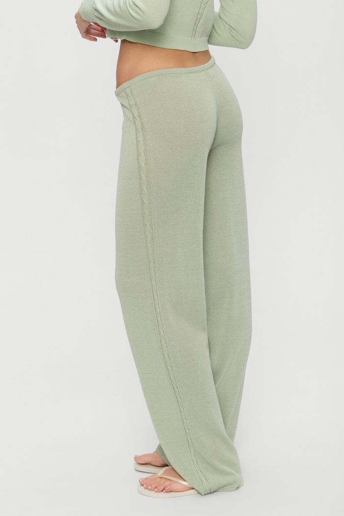 Ela Low Rise Knit Pants - Eucalyptus