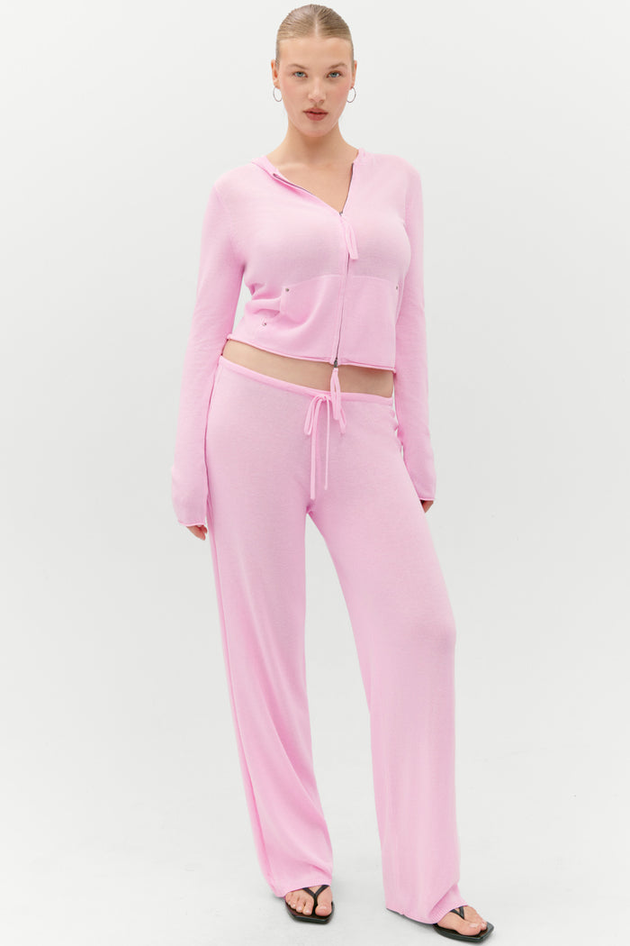 Ela Low Rise Knit Pants - Pink Cloud