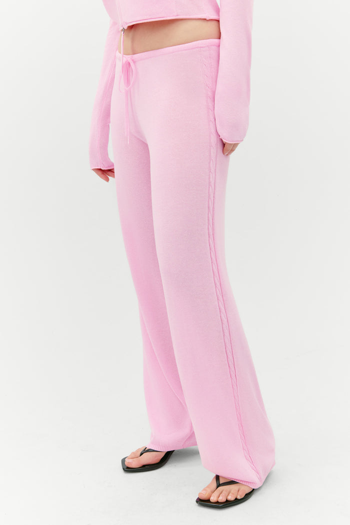 Ela Low Rise Knit Pants - Pink Cloud