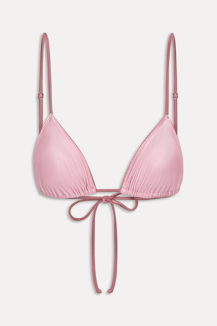 Elena Micro Shine Bikini Top - Sunset Pink