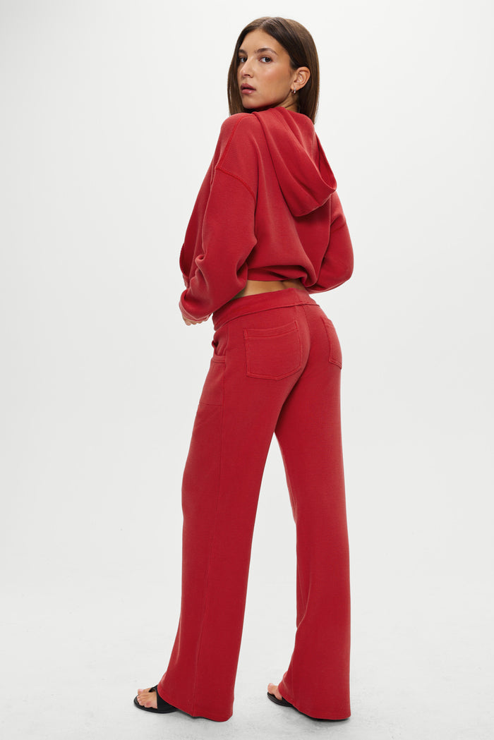 Emma Thermal Low Rise Pants - Strawberry Red
