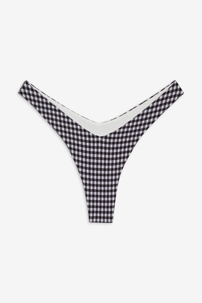 Enzo Seersucker Gingham Cheeky Bikini Bottom Blackberry Gingham