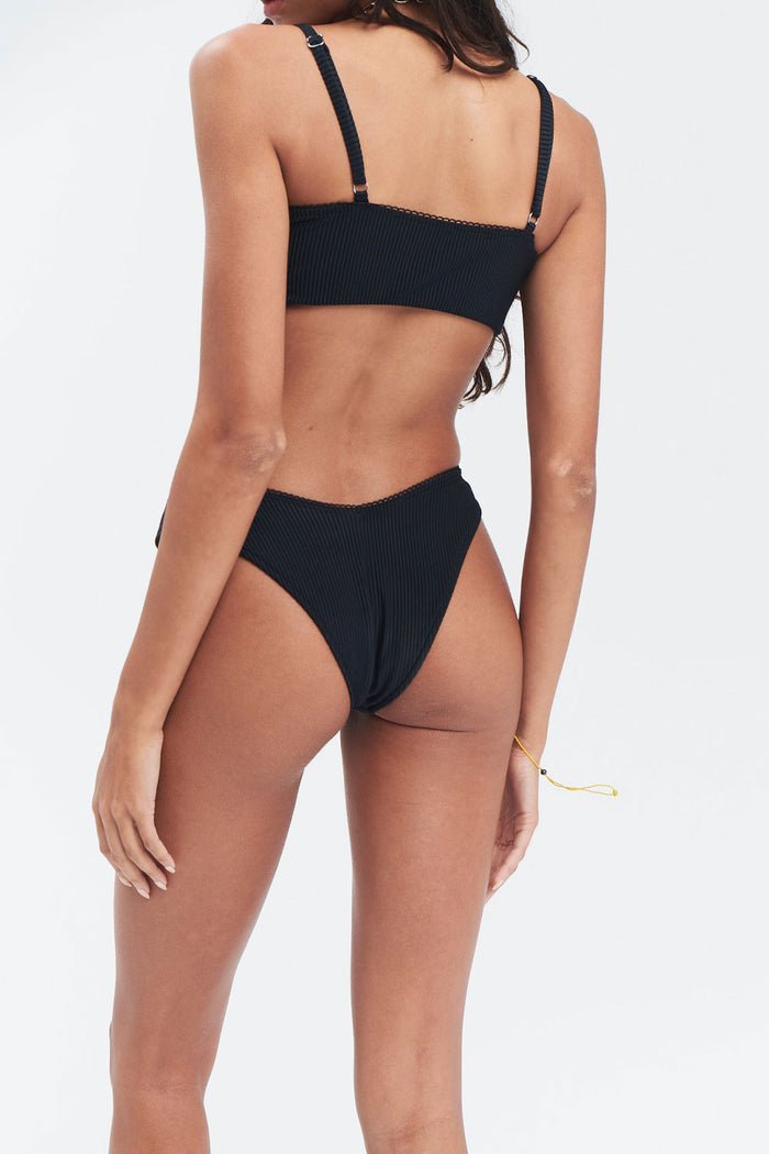 Enzo Ribbed Cheeky Bikini Bottom Midnight
