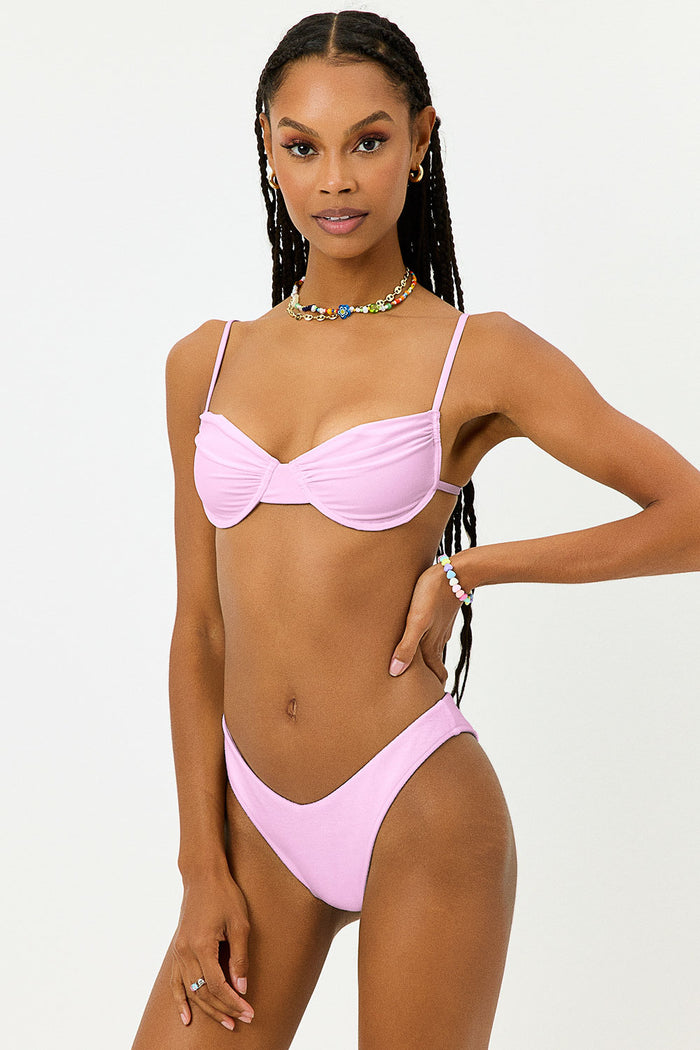 Enzo Shine Azalea Pink Cheeky Bikini Bottom