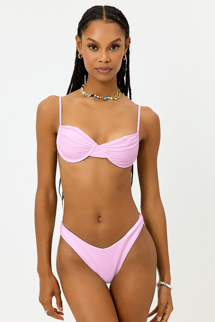 Enzo Shine Azalea Pink Cheeky Bikini Bottom