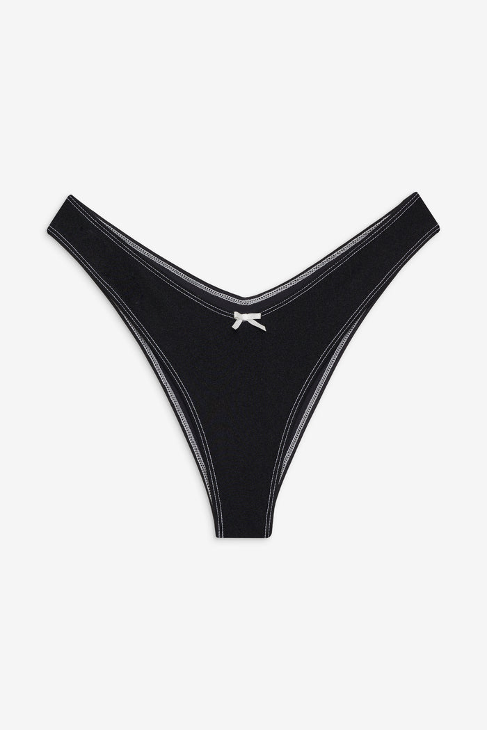 Enzo Shine Cheeky Bikini Bottom Black Shine