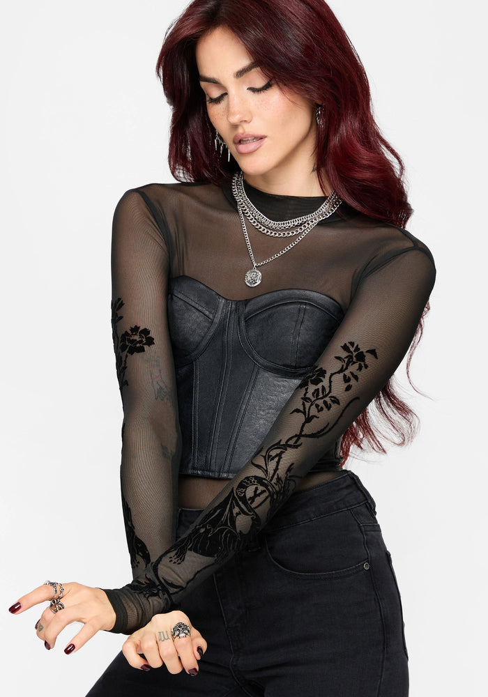 Era Flocked Mesh Long Sleeve Top