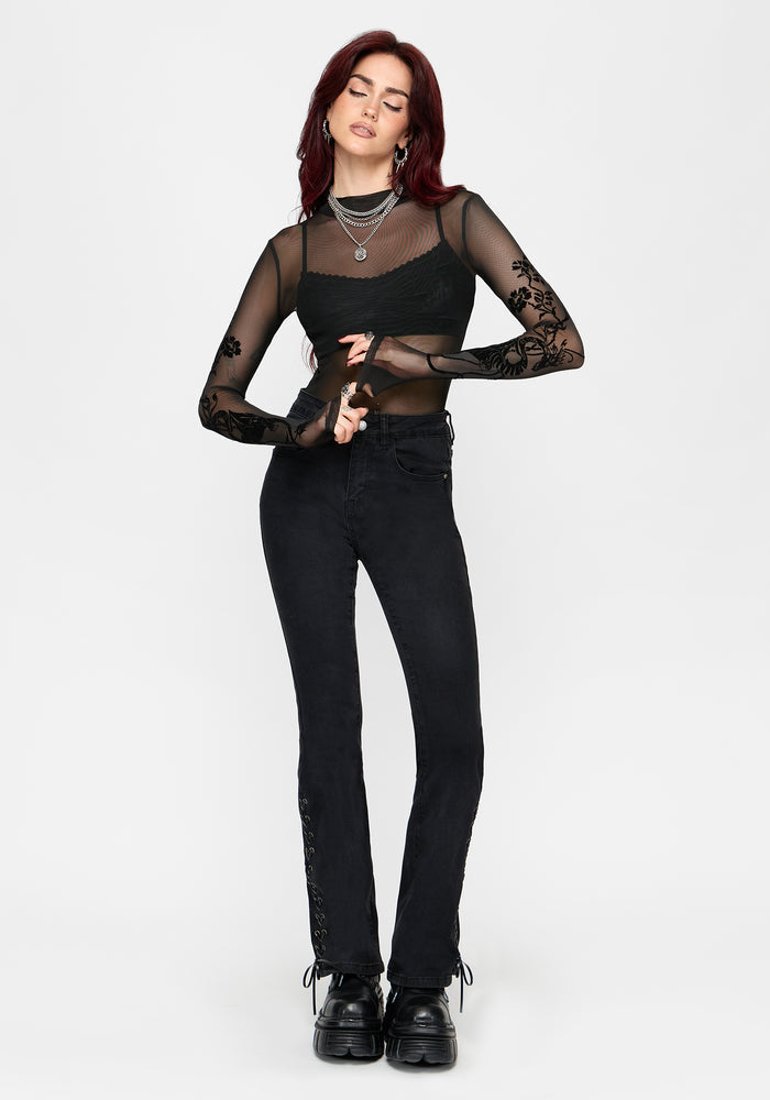 Era Flocked Mesh Long Sleeve Top