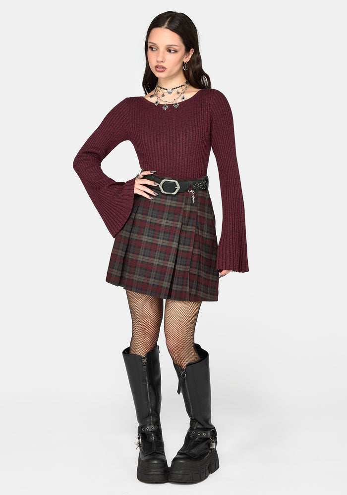 Estella Flared Sleeve Rib Knit Top