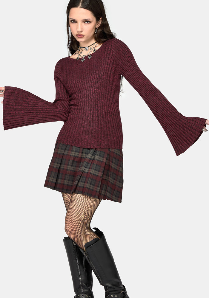 Estella Flared Sleeve Rib Knit Top