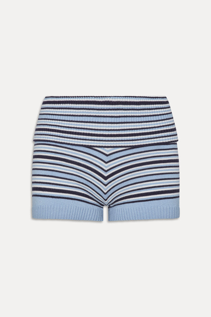 Estelle Knit Booty Shorts - Blueberry Stripe