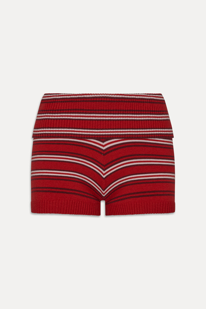 Estelle Knit Booty Shorts - Strawberry Stripe