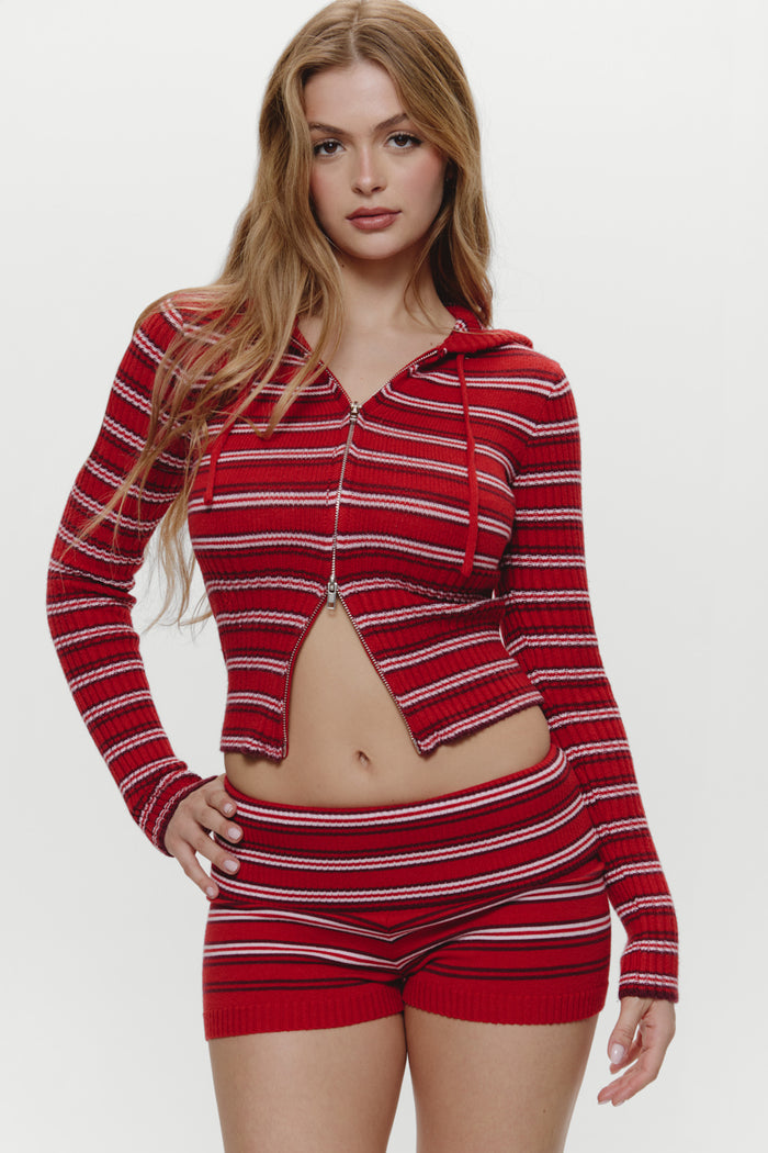 Estelle Knit Booty Shorts - Strawberry Stripe