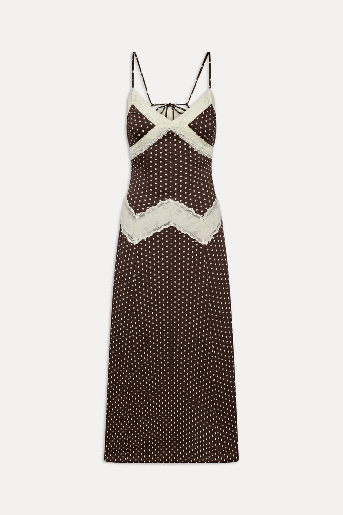 Ethereal Lace Maxi Dress - Chocolate Dot