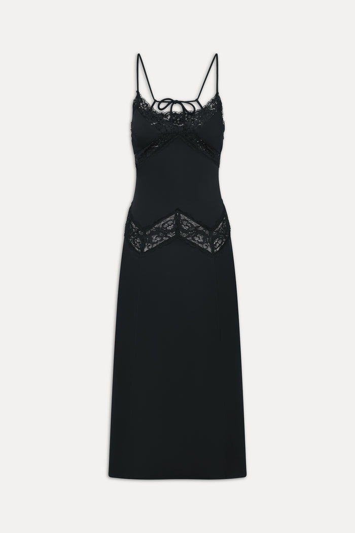 Ethereal Satin Lace Maxi Dress - Meet Me At Dusk