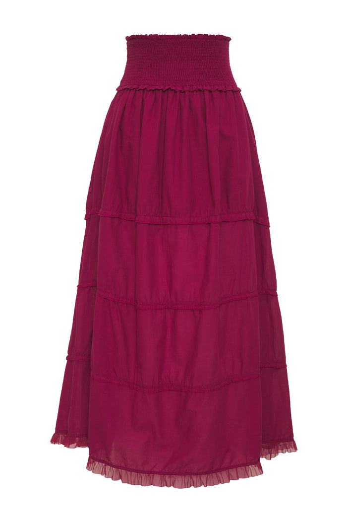 Evangelina Ruffle Maxi Skirt Bordeaux