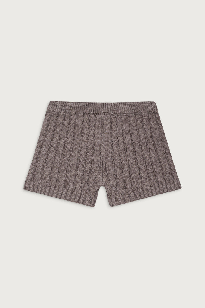 Evermore cable cloud knit micro short dark pearl