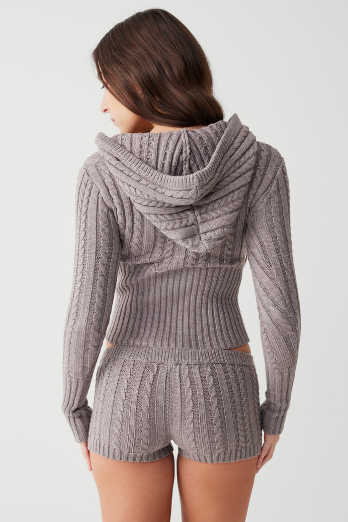 Evermore cable cloud knit micro short dark pearl