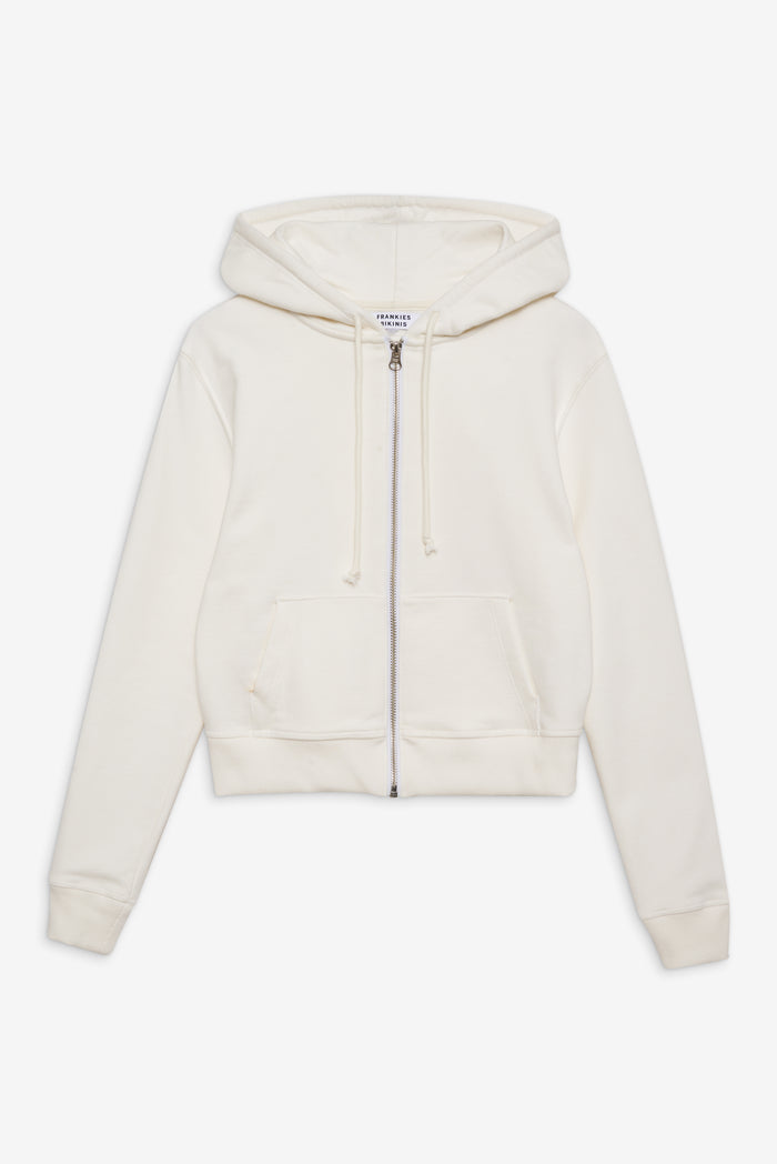 Fall Zip Up Hoodie in White
