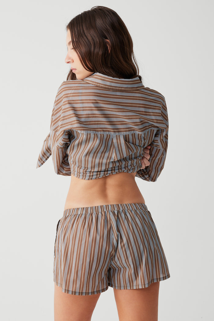 Farmhouse Striped Mini Short Ocean Stone