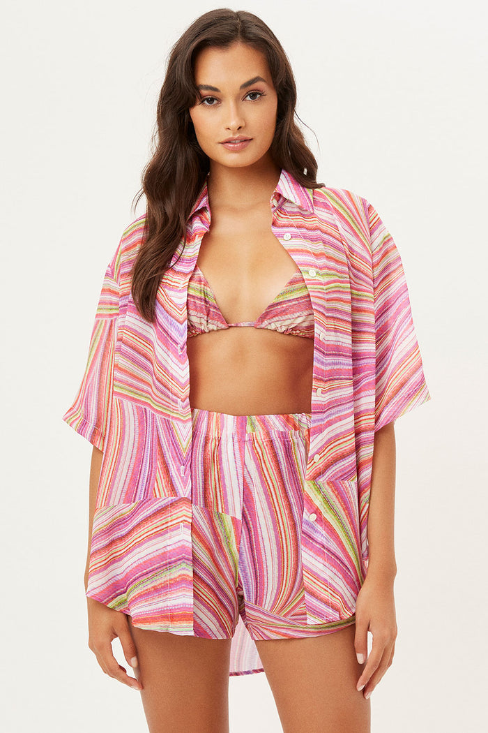 Fifi Dance Pink Viscose Button Up Shirt