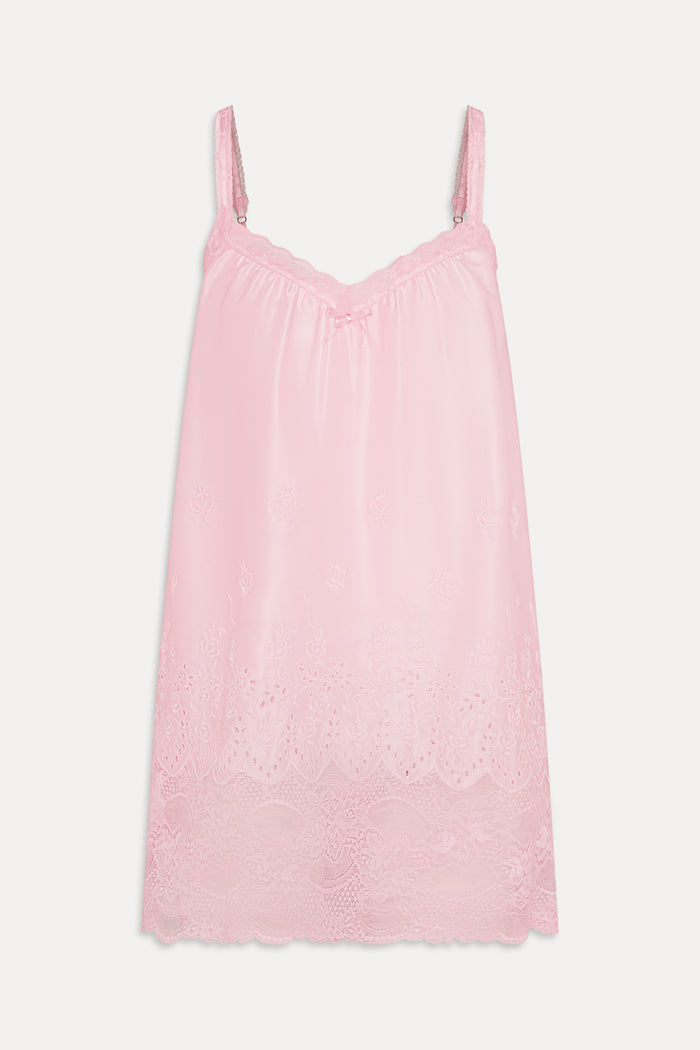 First Crush Satin Babydoll Dress - Pillow Talk Pink