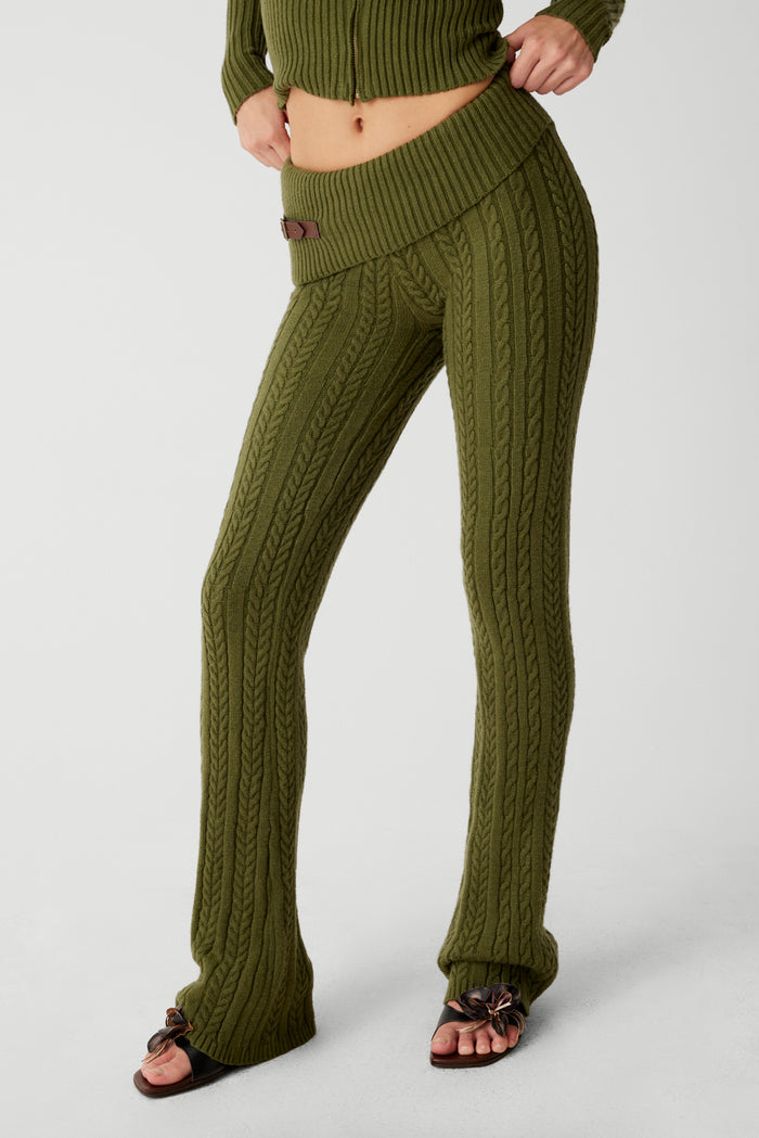 Fleur Cable Cloud Knit Pant - Jade Green