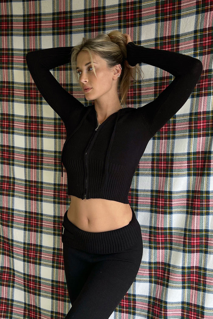 Fleur Knit Low Rise Pant Black