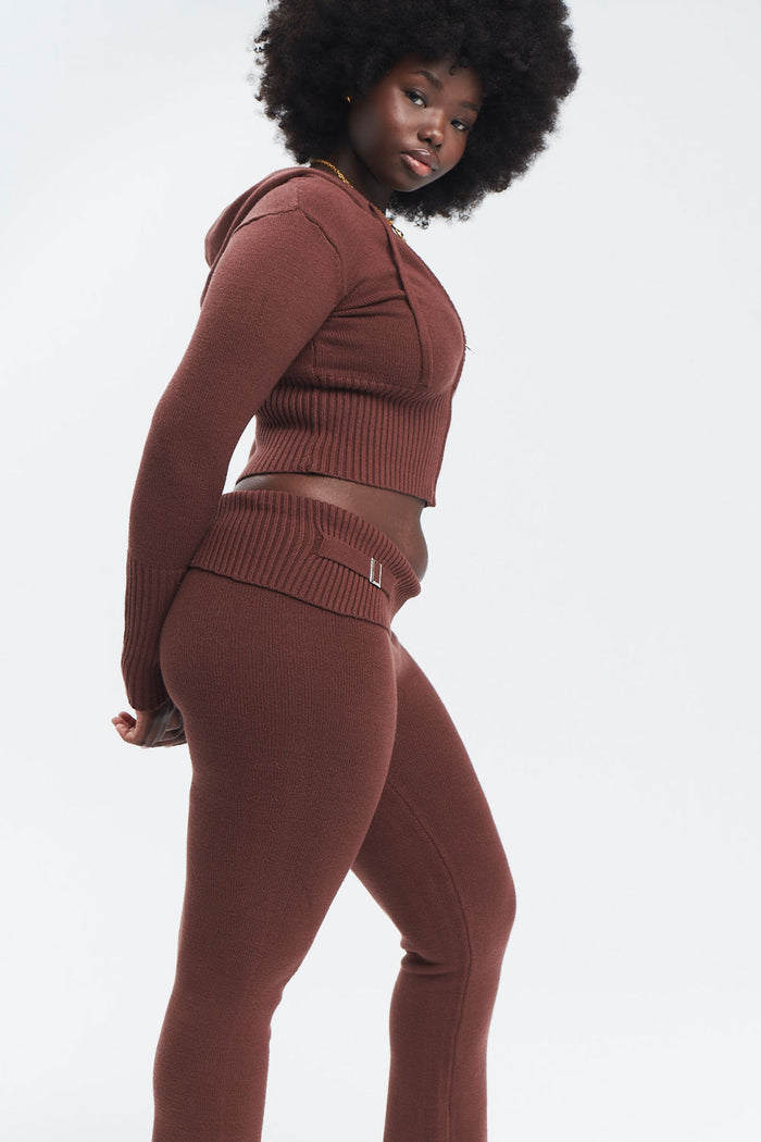 Fleur Cloud Knit Low Rise Pant Chocolate