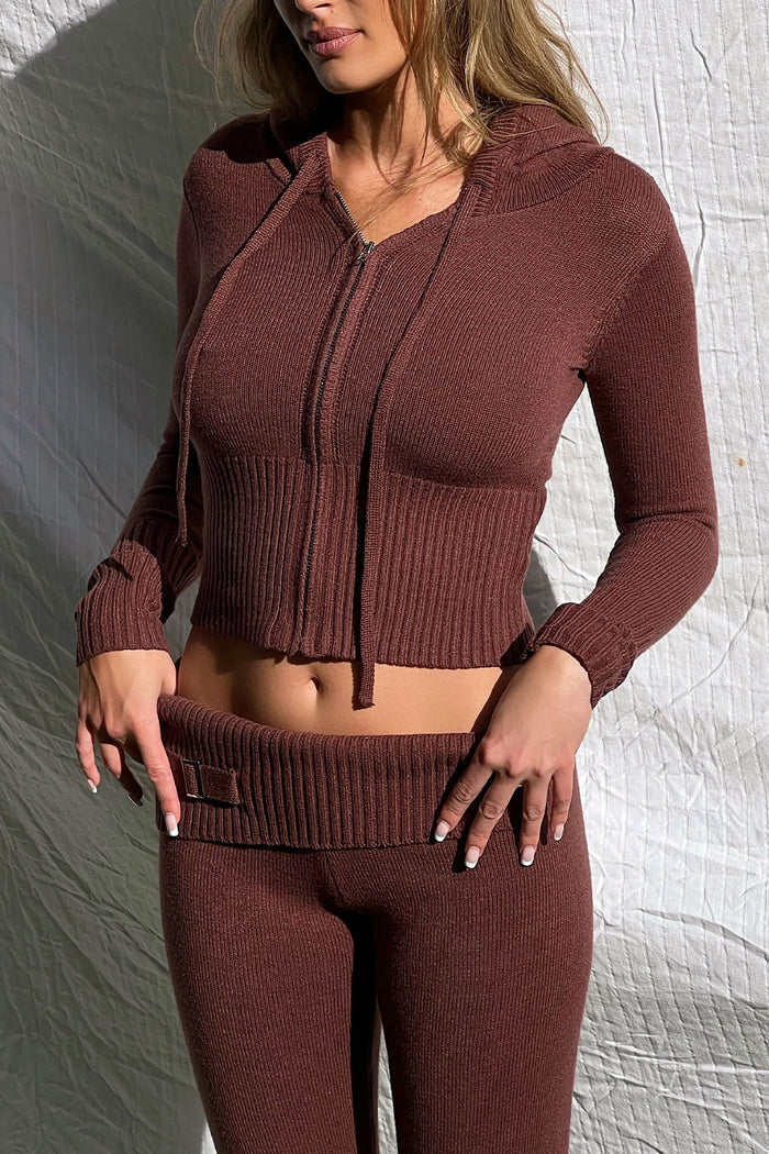 Fleur Cloud Knit Low Rise Pant Chocolate