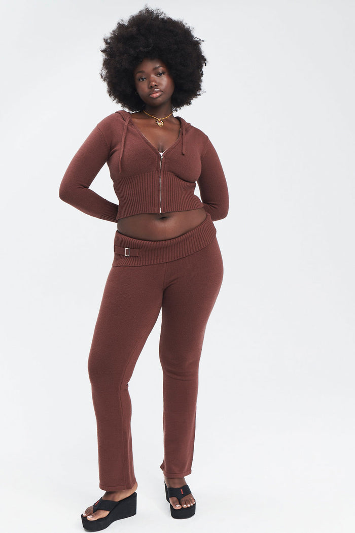 Fleur Cloud Knit Low Rise Pant Chocolate
