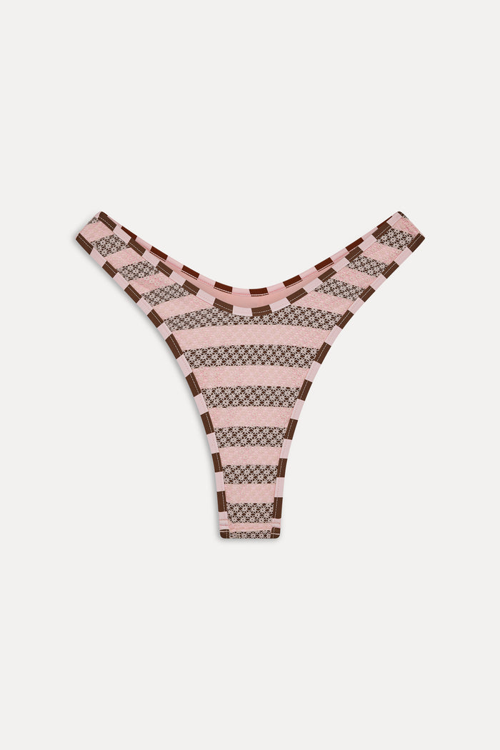 Full Moon Striped Bikini Bottom - Strawberry Chocolate