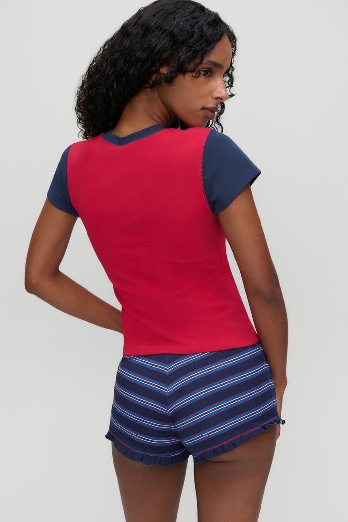 Game Day Cotton Ribbed Shorts - Schoolhouse Stripe