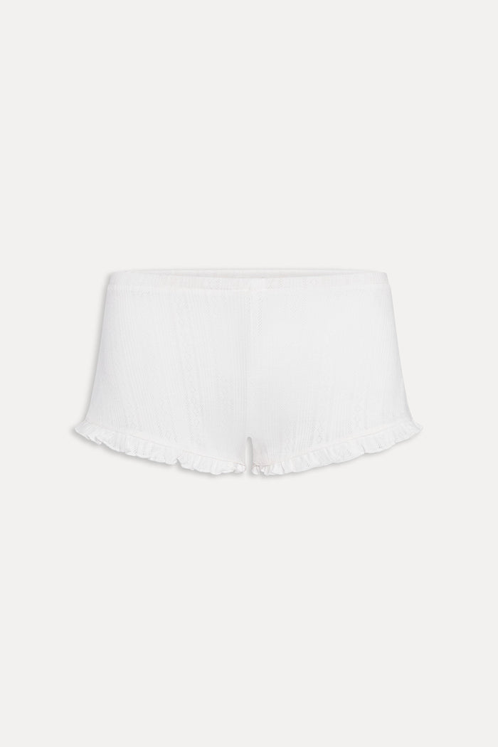 Game Day Pointelle Shorts - Feather Pen