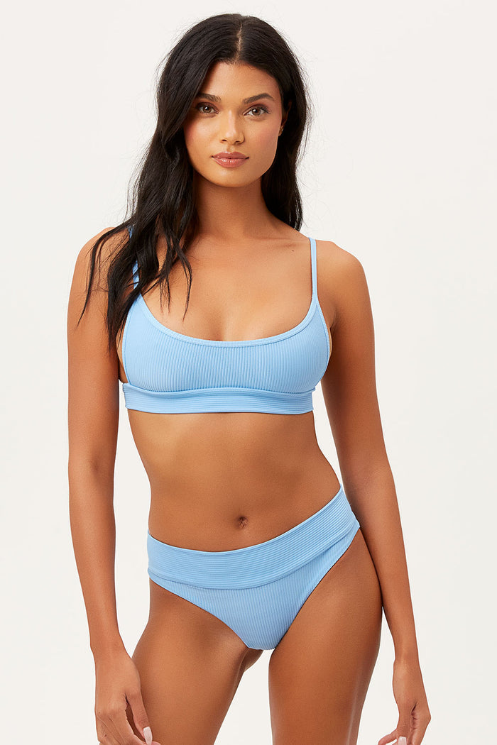 Gavin Chambray Ribbed Scoop Bikini Top