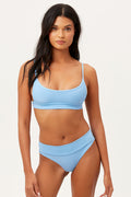 Gavin Chambray Ribbed Scoop Bikini Top