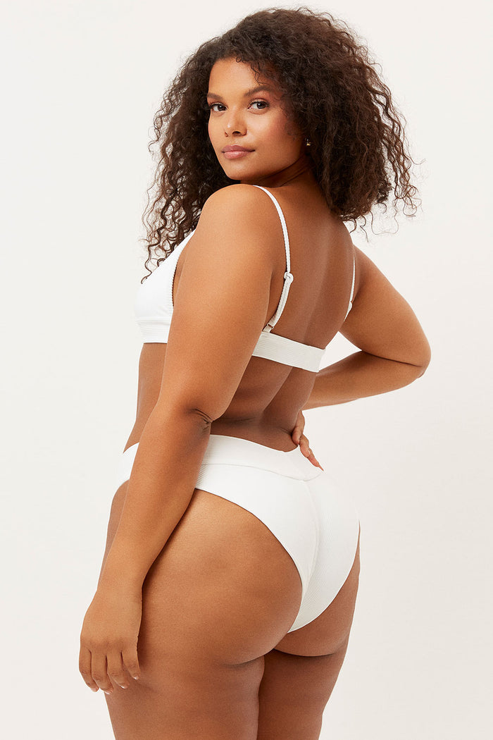 Frankies Bikinis Gavin White Ribbed Bralette Top