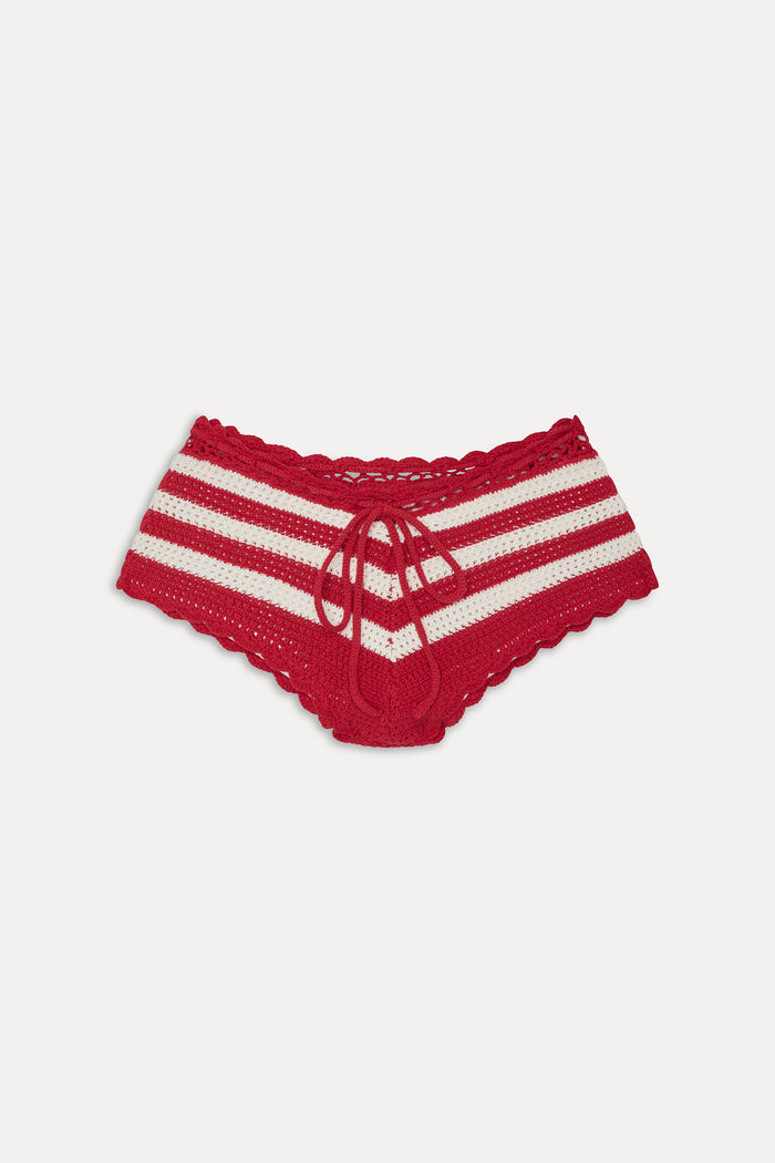 Genevieve Crochet Boy Shorts - Red Ribbon