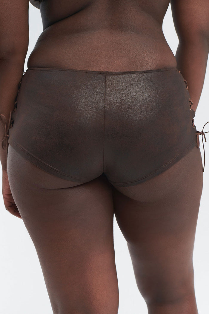 Genevieve Leather Look Full Coverage Boy Short Cocoa