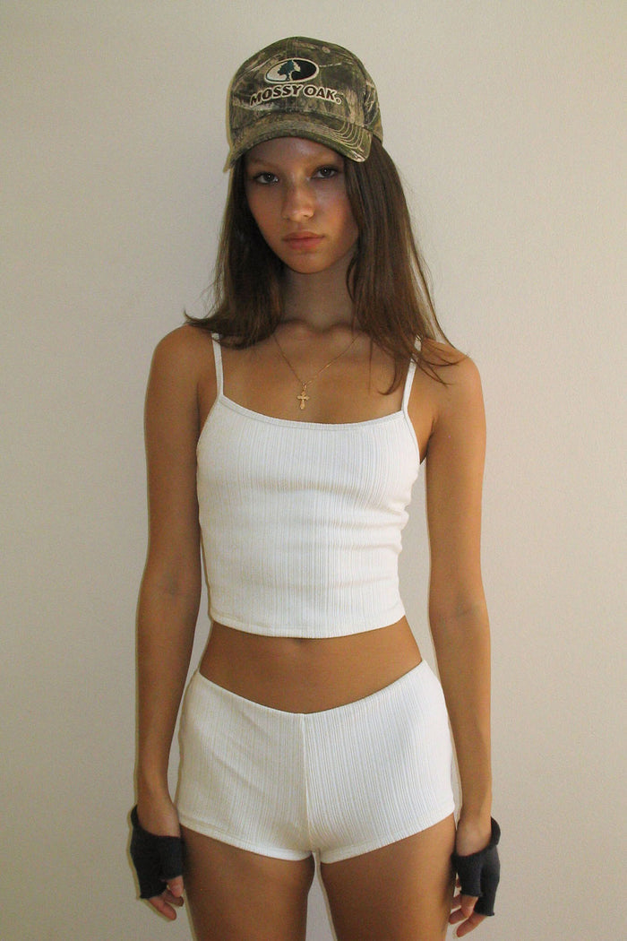 Genevieve Plissé Full Coverage Bikini Bottom Optic White