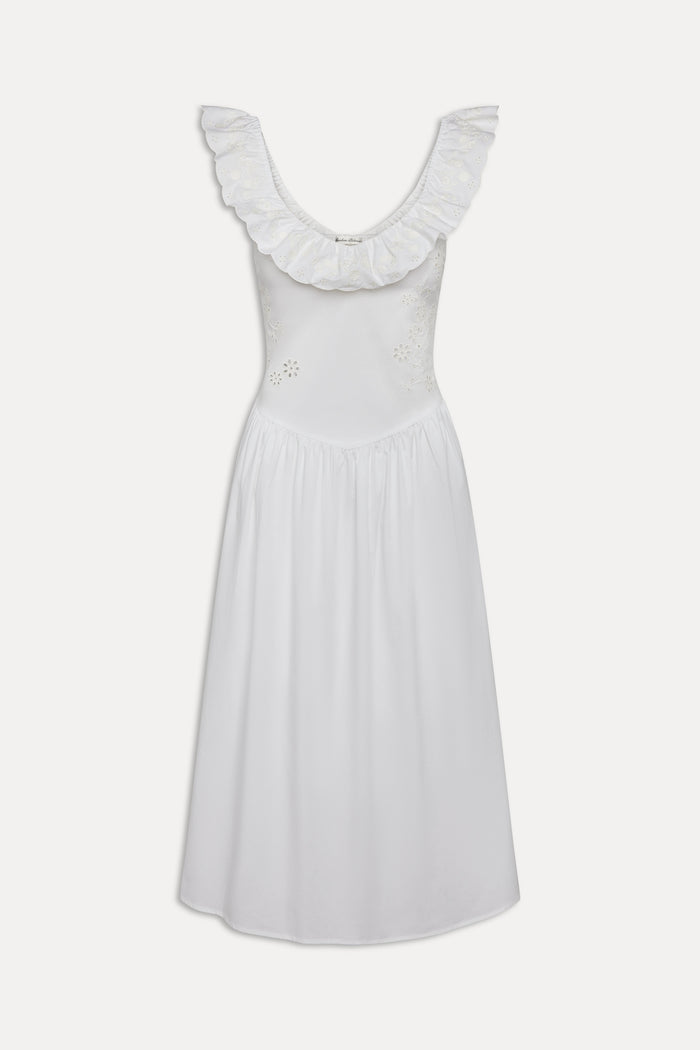 Georgia Cotton Embroidered Midi Dress - Angel's Meadow